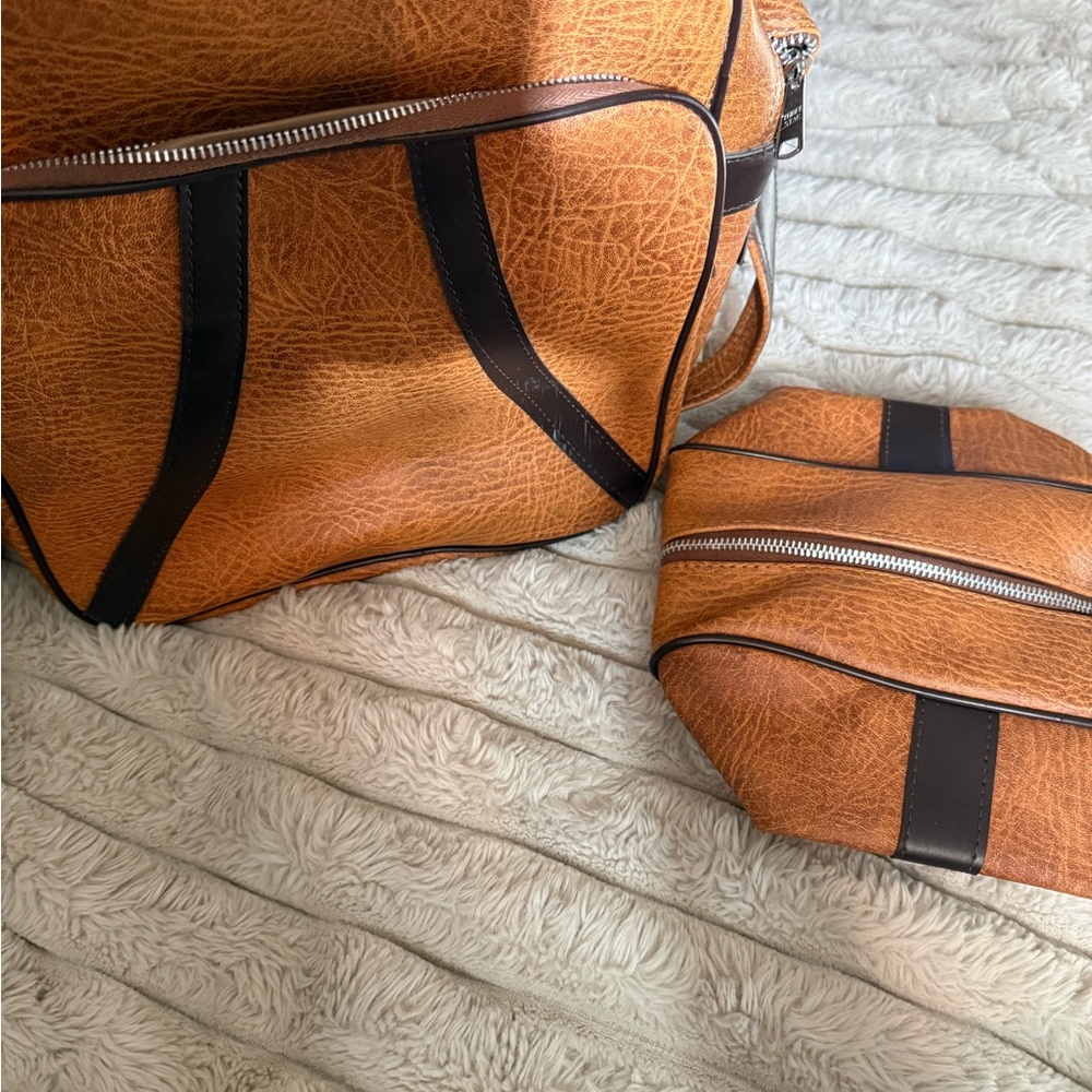 Stylish Tan and Black Men's Bag Set
